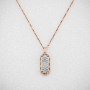 สร้อยคอจี้เพชรธรรมชาติสไตล์มินิมอล14K ขอบลูกปัดสีโรสโกลด์สีเหลืองทึบสำหรับงานเลี้ยงแต่งงานหมั้น - Product Image 4