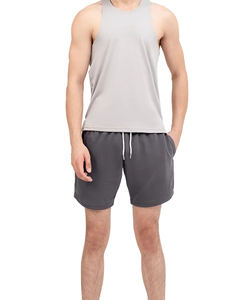 กางเกงกีฬาขาสั้นผ้าฟลีซแบบผูกเชือกกางเกงวิ่งแนวสตรีทของผู้ชายผ้าคอตตอน100% - Product Image 6