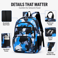 Sac à dos scolaire robuste camouflage, design ergonomique, grande capacité, ultra-léger, pour usage quotidien, sac Oxford