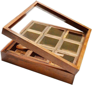 Venta caliente Caja de especias de madera 100% Caja de almacenamiento cuadrada artesanal de madera natural Cajas de especias de madera de alta calidad - Product Image 4