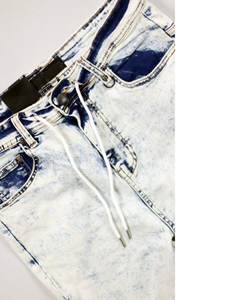 กางเกงผ้ายีนส์ขาตรงมีซิปสำหรับผู้ชายผ้าฟอกฟอกสีฟ้ามีคุณสมบัติระบายอากาศมีบริการ OEM - Product Image 6