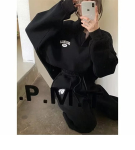 Conjunto de sudadera y pantalones con forro polar para mujer, conjunto informal de 2 piezas para correr y deportes a la moda, novedad de Otoño/Invierno 2025 - Product Image 1