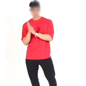 Kaus ukuran besar untuk pria dengan PASHA internasional kualitas tinggi nyaman bersirkulasi desain unik warna merah