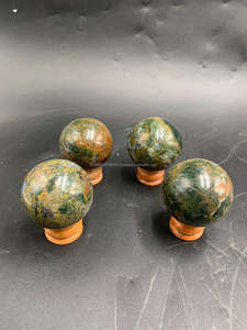 หินโมราแจสเปอร์มอสจากธรรมชาติขนาด5ซม. หินอัญมณีทรงกลมคริสตัลสำหรับบำบัด - Product Image 6