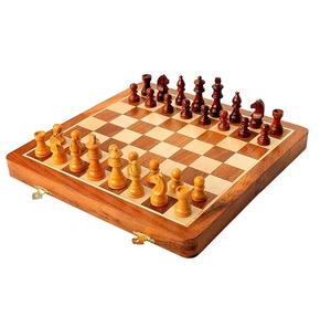 Handmade Magnetic Wooden <b>Folding</b> Metal <b>Chess</b> Set with Extra Queens & Storage for Chessmen - Product Image 6