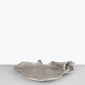 Designer Leaf Shape Modern Tray Metal Aluminium Silver Color Use Home Hotel & Restaurant with Customization Available - Product Image 1