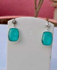 Pendiente de Esmeralda de Plata de Ley 925, hermoso pendiente de mujer, pendiente de piedra verde. - Product Image 6