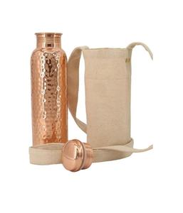 Botella de agua de cobre de diseño martillado tradicional para mantener el agua fresca y mejorar la digestión con beneficios curativos ayurvédicos - Product Image 6
