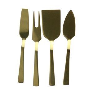 Ensemble de 4 couteaux à fromage en acier inoxydable plaqué or, couteau en titane, couteau à gâteau de mariage, trancheuse à fromage, outils à fromage - Product Image 1