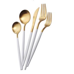 Juego de 4 cubiertos de diseño elegante para uso de servicio de catering Acabado niquelado con mangos de madera Alta venta - Product Image 2