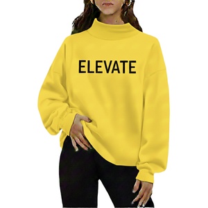 Custom Logo Women's Oversized Fleece Mockneck Long Sleeve Pullover Sweatshirt <b>Drop</b> Shoulder Breathable Winter Autumn - Product Image 1