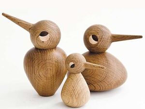 Figuras de pájaros de madera hechas a mano, par de esculturas de pájaros de madera minimalistas rústicas, adornos de animales, pieza decorativa nórdica para el hogar - Product Image 5