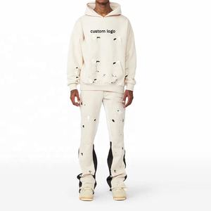 <b>Y2K</b> Fashion Custom Puff Print Vintage Sweatsuits Set Cotton Fleece <b>Tracksuit</b> Set Unisex Sun Fade Flared Sweatpants & Hoodies Set - Product Image 5