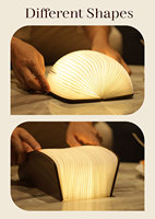 Pâques LED Rechargeable À La Main Couverture En Bois Recyclable Table Livre Lampe Veilleuse Pliable Papier Vase Décor À La Maison Cadeau D'affaires