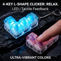 Clavier mécanique en forme de L à 4 touches, jouet anti-stress, porte-clés lumineux, cadeau de bureau, emballage personnalisé en boîte de vente au détail
