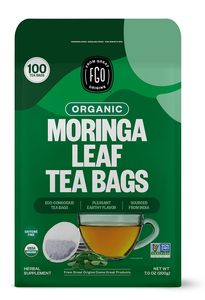 FGO Organic Moringa <b>Tea</b>, 100 Count, Eco-Conscious <b>Tea</b> Bags, Resealable Bag - Product Image 3