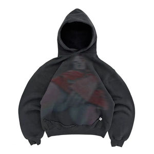 Venta al por mayor de gran tamaño lavado con ácido Street-Wear Sudaderas con capucha desgastadas Patrón 3D Logo Sudadera con capucha térmica Fabricante - Product Image 4