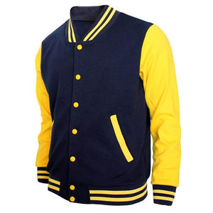 Veste de style universitaire multicolore pour homme, manches contrastées, bordure côtelée rayée, fermeture à boutons pression, vêtement décontracté urbain tendance - Product Image 3