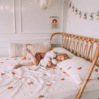 Cama de mimbre hecha a mano duradera, marco de cama para dormir ecológico para niños pequeños para muebles de habitación de bebé estilo Montessori