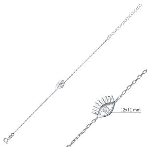 Dainty Eye Silver Charm Bracelet Femmes À La Mode Minimaliste Turc Fabriqué À La Main En Gros 925 Bijoux En Argent Sterling - Product Image 2