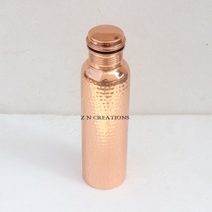 100% Pure Copper Hammered Water Bottle Beautiful Handcrafted Plastic <b>Drinkware</b> with Ayurveda Health Benefits - Product Image 2