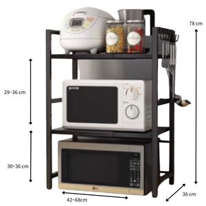 Estante para horno microondas de <span class=keywords><strong>2</strong></span> capas, estante de Metal ajustable, estante extensible para horno microondas para Cocina - Product Image 2