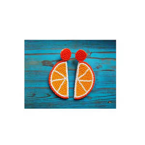 Pendientes bordados colgantes con diseño de medio círculo de ganancias con cuentas para niña Diseño clásico hecho a mano por Artesanías MD - Product Image 1