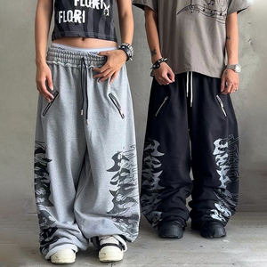 กางเกงขาบานผ้าคอตตอน GSM 350สำหรับผู้ชายกางเกงผ้าฟลีซปักลายงานตามสั่ง - Product Image 1