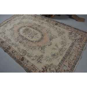 Alfombra Turca Vintage Grande de 5.3x8.8 pies, Alfombra Abstracta Marrón y Azul - Product Image 4