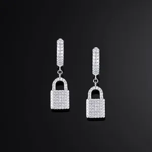 Pendientes de Aro con Incrustaciones de Diamantes de Imitación, Estilo Lujoso, Ecológicos, Plata de Ley 925, Unisex, para Regalo - Product Image 3
