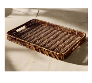 Bandeja de servicio de ratán Bandeja rectangular de ratán tejida a mano rústica ecológica Precio más bajo - Product Image 1