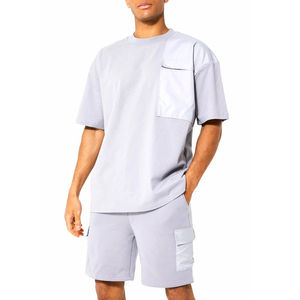 Ensemble de t-shirts et shorts pour hommes, deux pièces, logo personnalisé, ensemble de survêtement décontracté d'été pour hommes, respirant, très élégant, ensemble de shorts pour hommes - Product Image 5