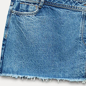 Minifalda vaquera para mujer de cintura media con tarifa al por mayor, ropa informal para mujer, la mejor tarifa, la última Minifalda vaquera con dobladillo frontal crudo para mujer - Product Image 4