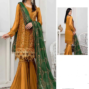 VENTA CALIENTE TOP EXIGENTE MEJOR CALIDAD NUEVO PAKISTANI TAMAÑO LIBRE DISEÑADOR DESPIECE DE FIESTA ROPA CASUAL MUJER LISTO PARA USAR VESTIDO OEM - Product Image 3