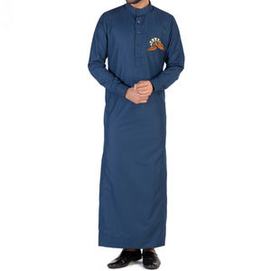 Jubba Caftan Thobes para Hombre al por Mayor, Alta Calidad, Otoño, Térmico, Musulmán, Marroquí, Estampado, Talla Grande, 100% Algodón, Abaya Islámica - Product Image 1
