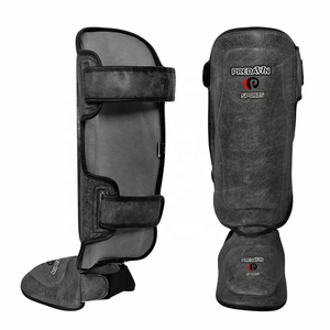 Venta al por mayor elástico personalizado propia fábrica al por mayor espinilleras de boxeo espinilleras protectores de empeine extraíbles Almohadillas protectoras azules - Product Image 5