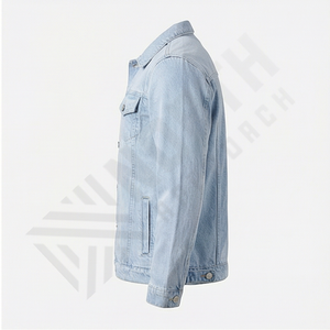 Chaqueta Vaquera de Alta Calidad Estilo Urbano para Hombre 2025 con Logotipo Bordado Personalizado, Color Negro Sólido, Corte Ajustado, Cuello Alto, para Invierno - Product Image 3