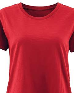 T-shirt rouge uni à col ras du cou pour femmes, tissu de coton doux, confortable, manches courtes, haut décontracté pour un usage quotidien et une mode estivale - Product Image 5