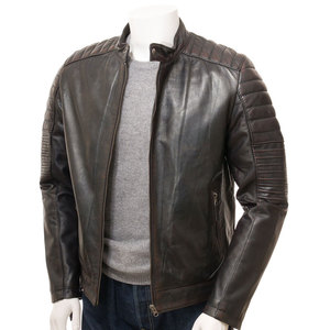 Veste en cuir véritable pour homme, mode de rue, imperméable et coupe-vent, pour la saison hivernale, design à manches longues - Product Image 1