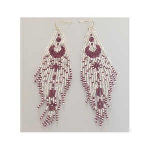 Pendientes de borlas de Luna granate media luna de 12cm de largo hechos a mano fabricante de origen indio para mujer - Product Image 1