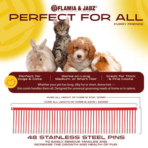 Peigne de toilettage pour animaux de compagnie en acier inoxydable en gros |   Outil professionnel de démêlage des poils de chien et de chat pour salon et usage domestique - Product Image 5