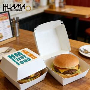 Boîte alimentaire pliable en papier avec logo personnalisé, emballage alimentaire de qualité alimentaire pour hamburgers, sandwichs, poulet frit et frites - Product Image 2