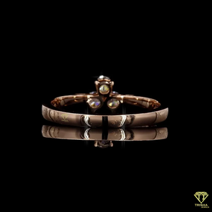 โรสโกลด์โรเดียมชุบโคเวอร์แบบวินเทจแหวนเพชรโมอิสซาไนท์สี่เม็ดอัญมณีที่มีเอกลักษณ์การออกแบบดอกไม้ที่สง่างาม - Product Image 2