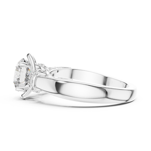 Bague solitaire vintage sculptée avec diamant de laboratoire taille brillant 1 carat, en or blanc 18 carats plaqué rhodium, coffret de luxe pour fiançailles et cadeau de Saint-Valentin - Product Image 3