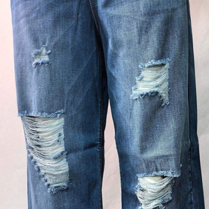 Pantalones vaqueros de pierna ancha transpirables de algodón para mujer, pantalones vaqueros elásticos cómodos para mujer, Pantalones vaqueros de tiro alto para mujer a la venta - Product Image 2