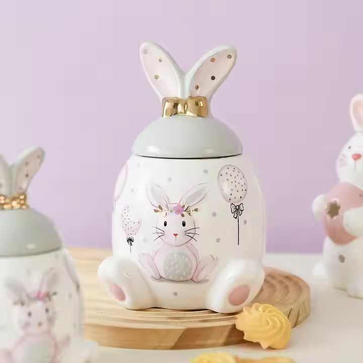 Practical ceramic cookie and candy jar with sealed lid keeps your treats ready to enjoy and your kitchen tidy