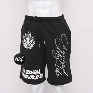 Venta al por mayor de algodón personalizado cordón entrenamiento gimnasio correr negro estampado joggers Athletic Fitness secado rápido verano streetwear shorts - Product Image 1