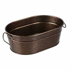 ถังน้ำแข็งโลหะดีไซน์ทันสมัย สีบรอนซ์โบราณ สำหรับแช่ไวน์ ใช้ในงานปาร์ตี้ พร้อมหูหิ้ว - Product Image 1