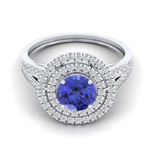 แหวนเพชรเดี่ยวประดับแทนซาไนต์ทองคำแท้ 14K 18K ดีไซน์หรูหราสั่งทำได้จาก REYES OEM ODM สำหรับผู้หญิง - Product Image 1