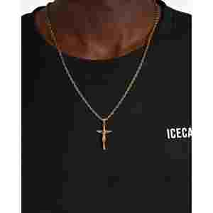 Pendentif Crucifix en Or 14K, Charme Religieux Chrétien avec Placage Or Rose Rhodié, Style Hip-hop - Product Image 3